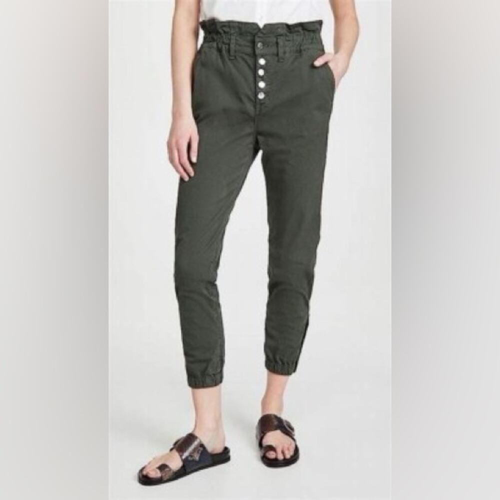 Veronica Beard Tedi Tapered High Rise Army Green Paper Bag Pants Twill 6 / 28